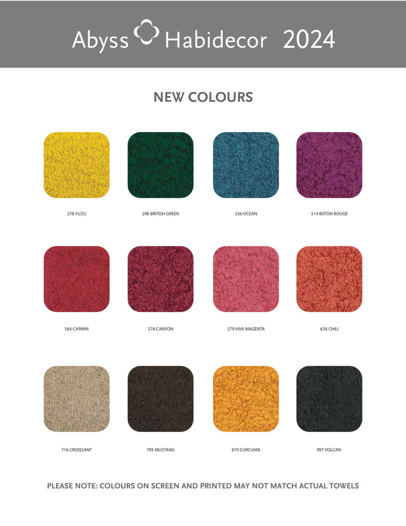 Abyss & Habidecor New & Discontinued Towel & Rug Colours for 2024
