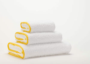 Abyss Surf Towels - 100 White Base w/ 830 Banane Contrasting Bias Trim