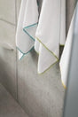 Abyss Surf Towels - 100 White Base. Contrasting Bias Trim, Left-to-Right: 302 Lagoon, 165 Apple Green and 830 Banane