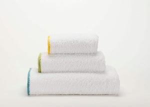 Abyss Surf Towels - 100 White Base. Contrasting Bias Trim, Top-to-Bottom: 830 Banane, 165 Apple Green and 302 Lagoon