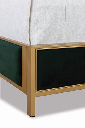 Mason Bed in Opaque Gold metal finish & Chronicle Hemlock fabric