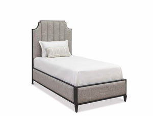 Spencer Twin Bed in Aged Iron metal finish & Mixology Sterling fabric