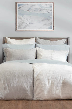 Left Duvet Cover: Celeste Dove, Right Duvet Cover: Celeste Cloud