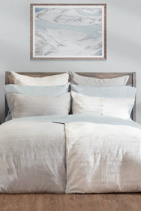 Left Duvet Cover: Celeste Dove, Right Duvet Cover: Celeste Cloud