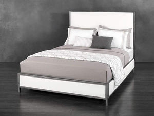 Mason Bed in Silver Bisque metal finish & Aspen Pure White vinyl